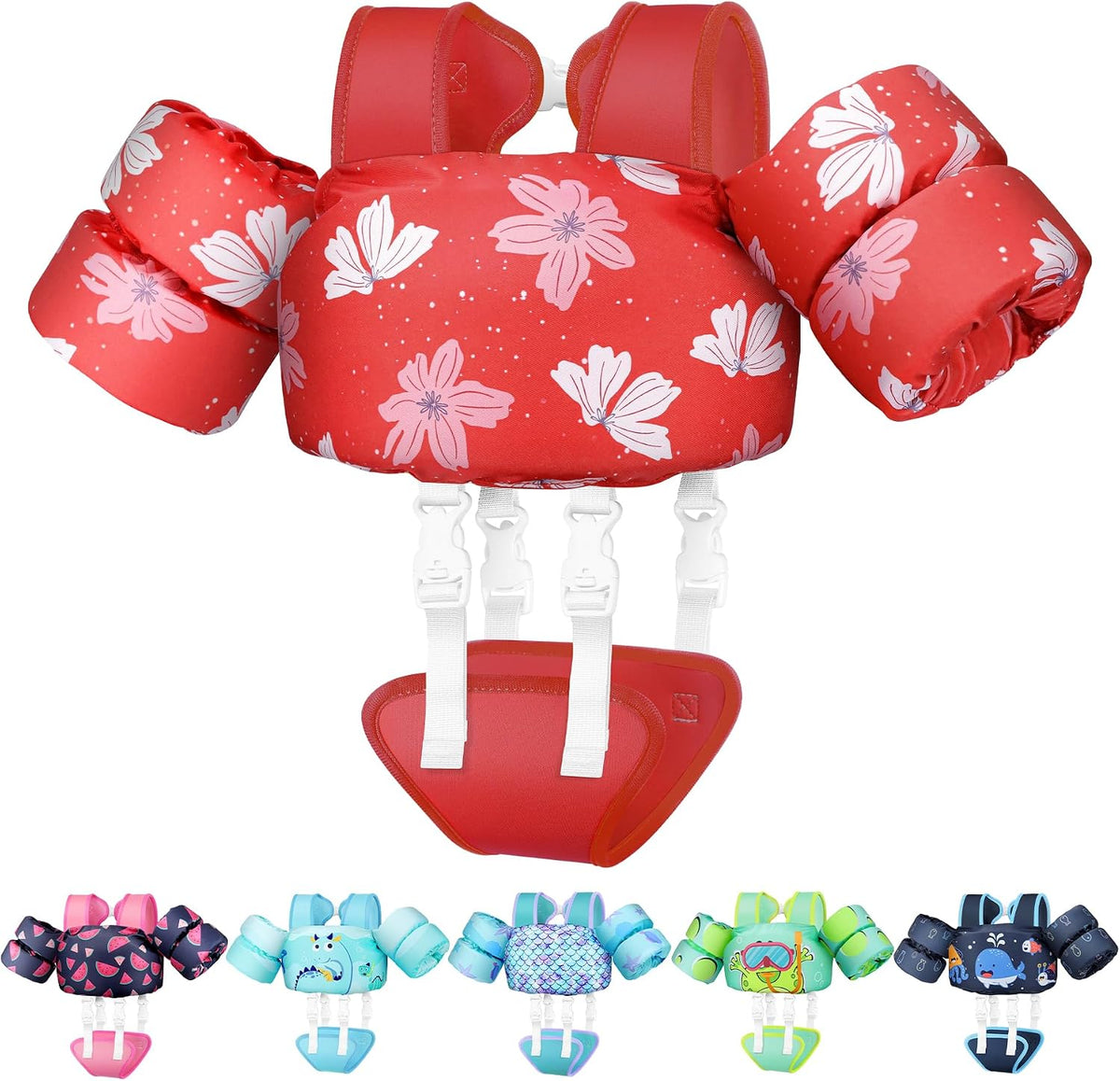 Kids Classic Arm-Float Vest - Size M Red Floral