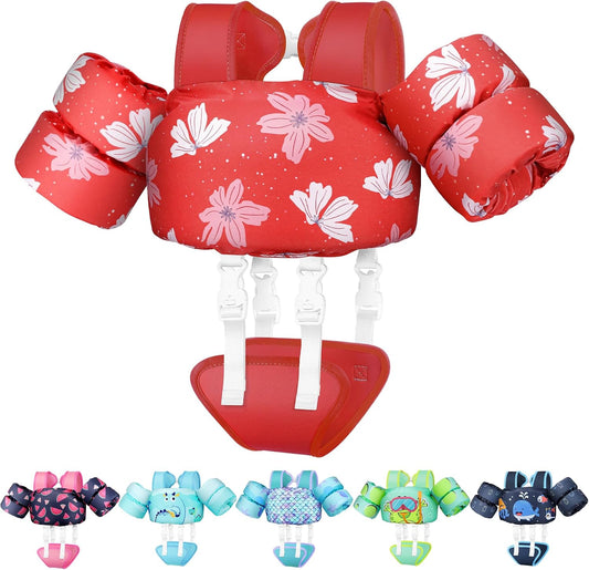 Kids Classic Arm-Float Vest - Size M Red Floral