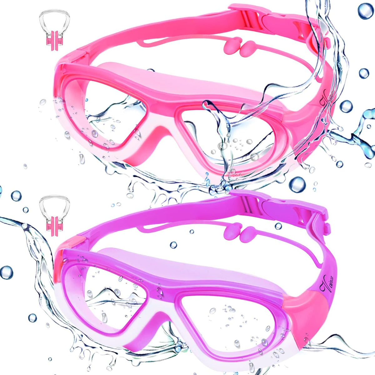Kids Training Goggles - 2 Pack — Pink White + Purple Pink