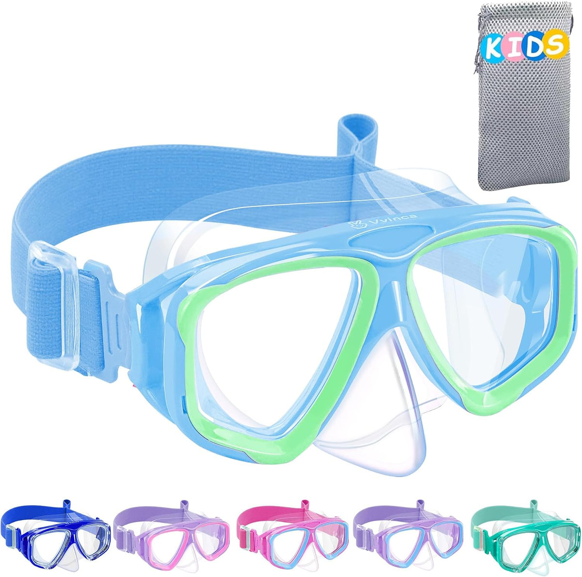 Kids Split-Lens Fabric-Strap Dive Mask - variant A1001195 MAIN