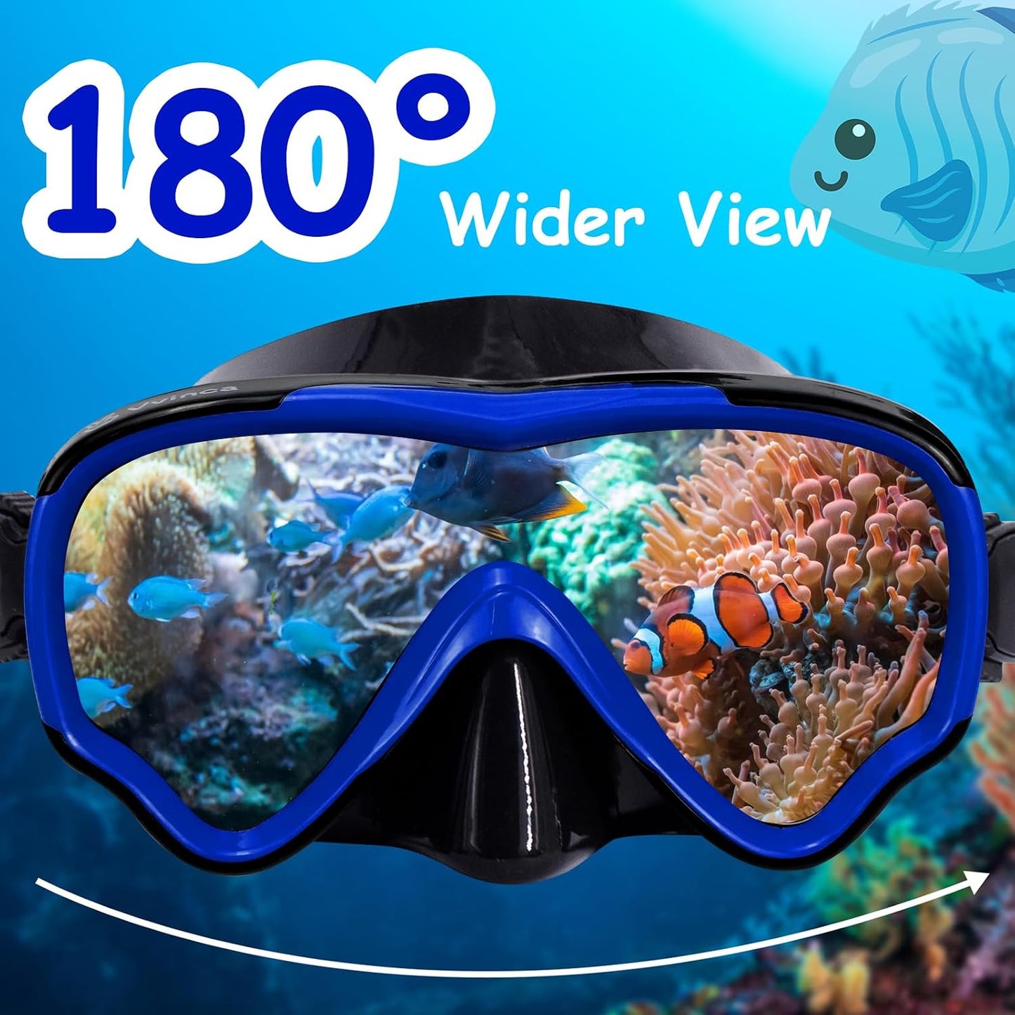 Vvinca Kids-Goggles with Nose Cover, Diving Mask Elastic Fabric Strap Anti Fog Anti Shattered Lens for Kids Swim Goggles 3-14 - REPAIRED A000688 4