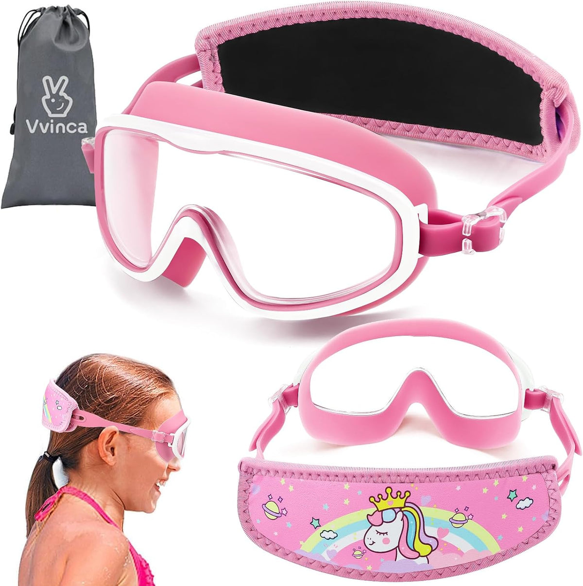 Toddler Character Goggles - 1 Pack — Pink White Protective Strap Unicorn