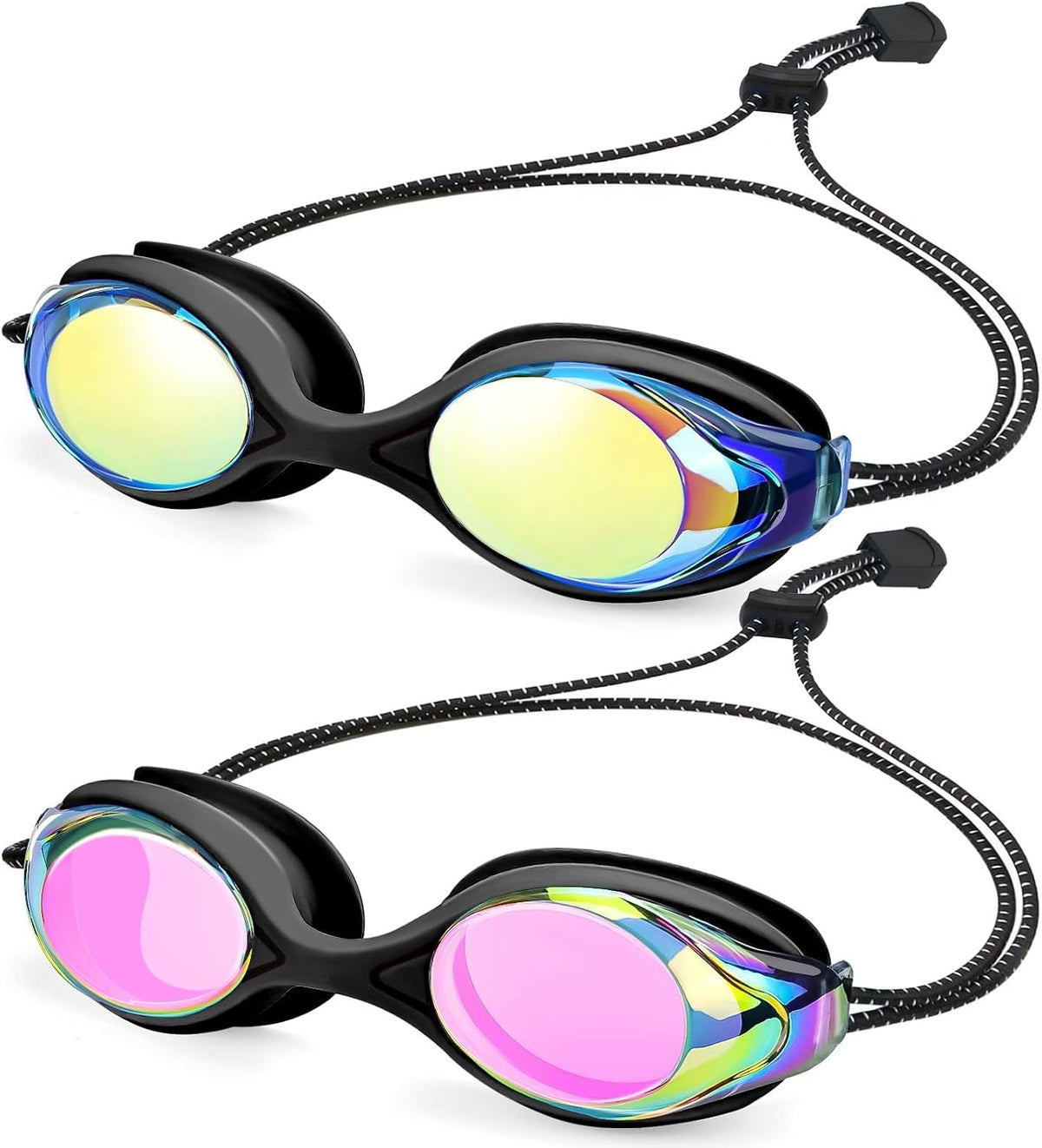 Toddler Bungee Goggles - 2 Pack — Black Gold Mirror + Black Pink Mirror