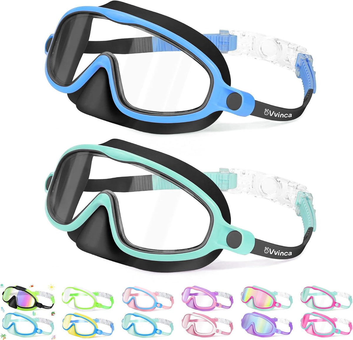 Kids Nose-Cover Goggles — Quick Release - Little (3–6) / 2 Pack — Blue Black + Green Black