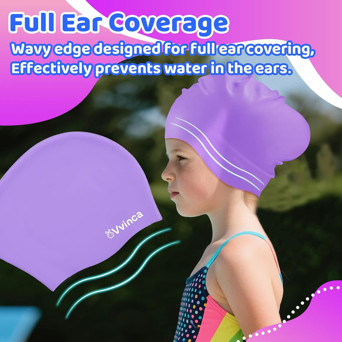 Kids Long-Hair Swim Caps — 2 Pack - detail image 3