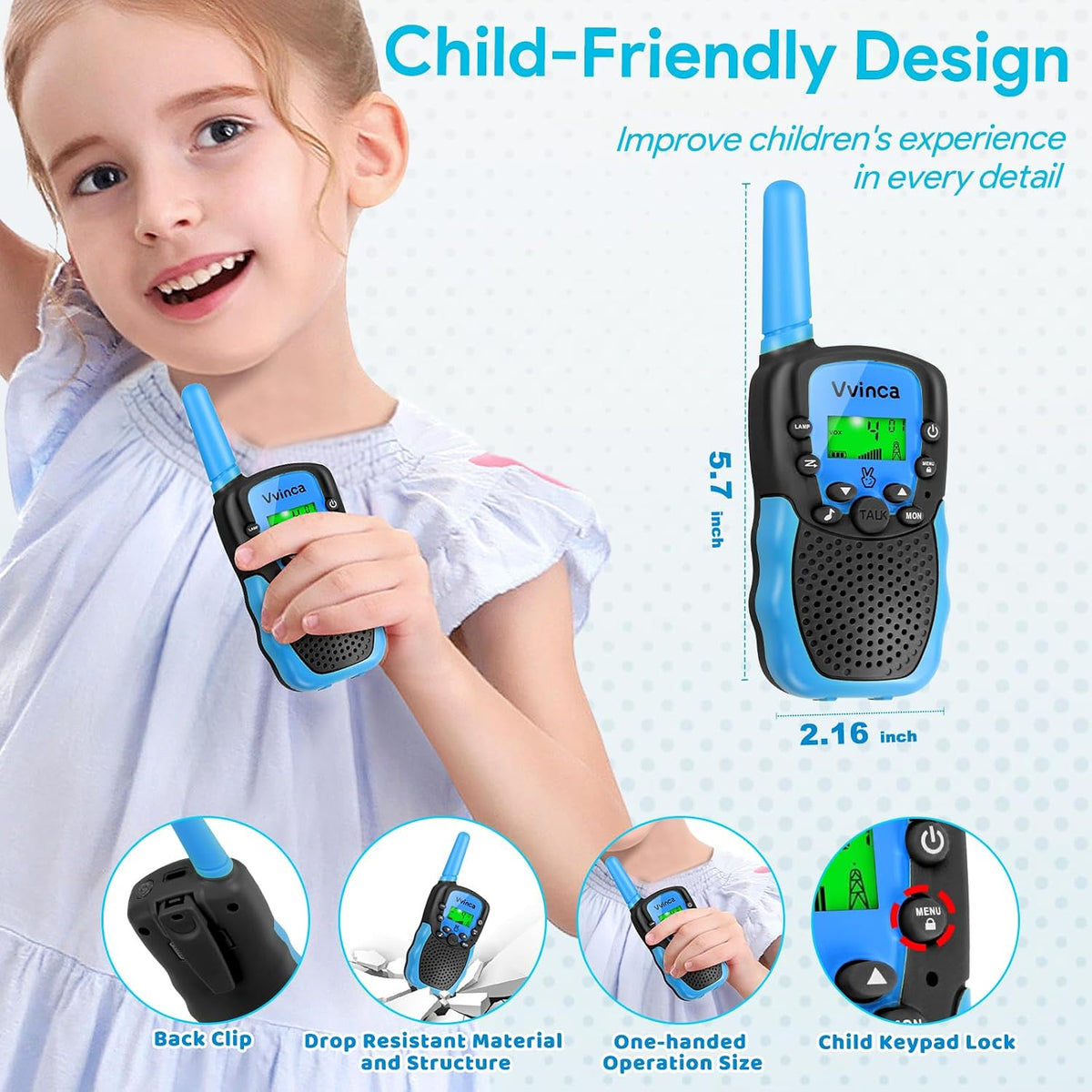 Rechargeable Kids Walkie Talkies - detail image 7