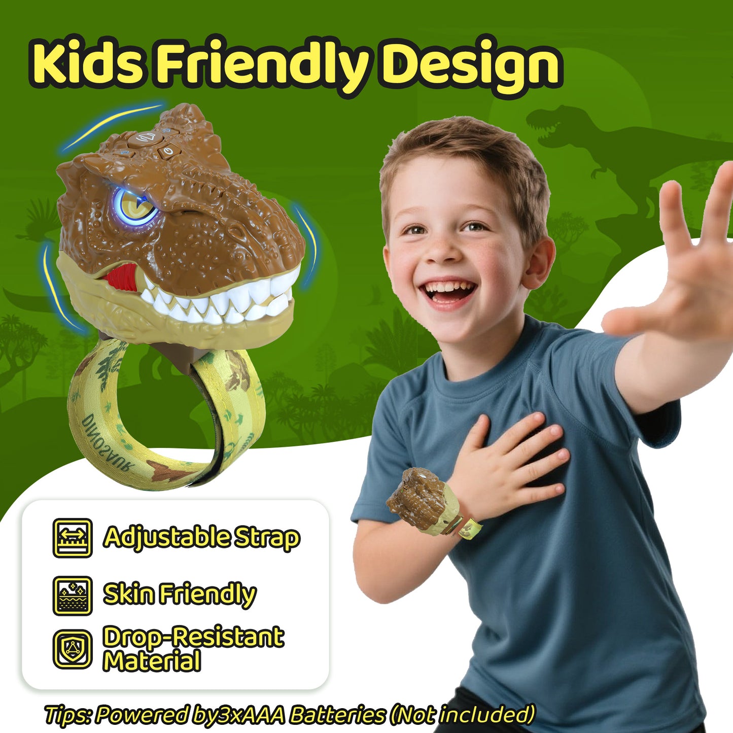 Vvinca Dinosaur Walkie Talkies for Kids 2 Pack, T-Rex Dinosaur Toys for Kids 3-5 5-7 8-12 Adjustable Strap Long Range Outdoor Camping Toys Boys Christmas Birthday Gifts