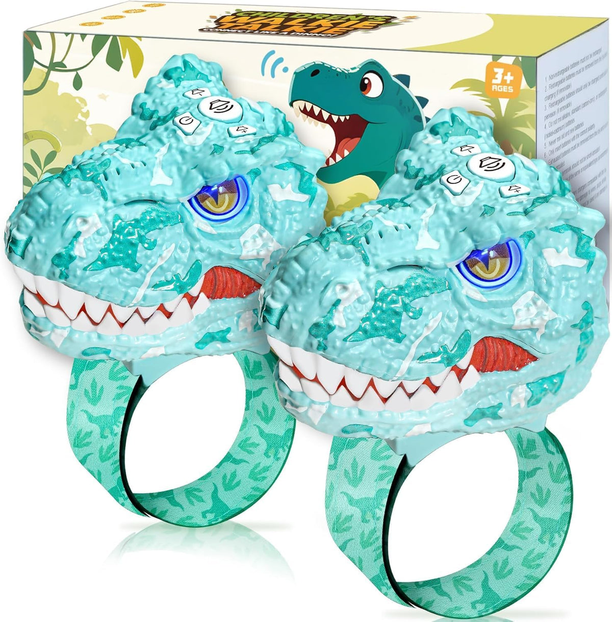 Kids Character Wristband Walkie Talkies - Dinosaur / 2 Pack — Dinosaur Camo Blue + Camo Blue