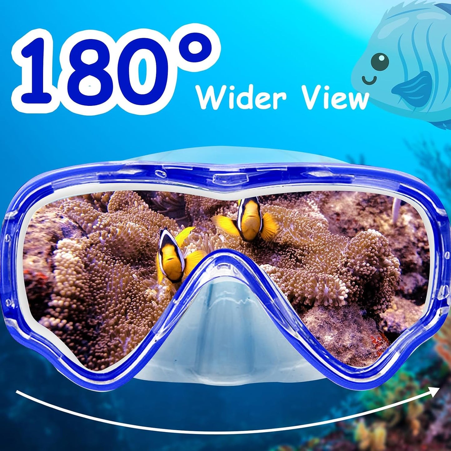 Vvinca Kids-Goggles with Nose Cover, Diving Mask Elastic Fabric Strap Anti Fog Anti Shattered Lens for Kids Swim Goggles 3-14 - REPAIRED A000689 4