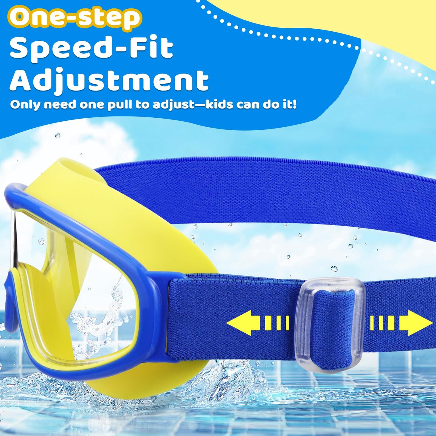 Vvinca Kids Swim Goggles 2 Pack, No Hair Pulling Comfort Fabric Strap Swimming Goggles for Kids Age 3-14, Anti-Fog/UV No Leaking Wide View Swim Mask for Toddler Boys Girls, Summer Pool Essentials
