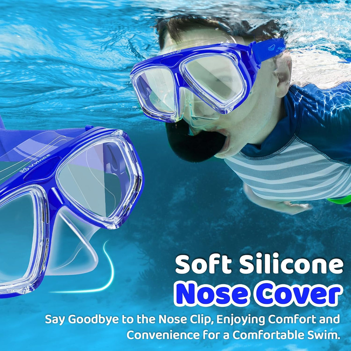 Kids Split-Lens Fabric-Strap Dive Mask - detail image 2
