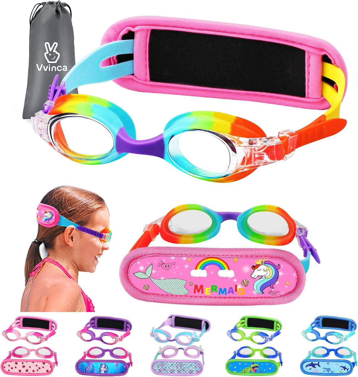Toddler Character Goggles - 1 Pack — Gradient Rainbow Character Strap Unicorn Strap