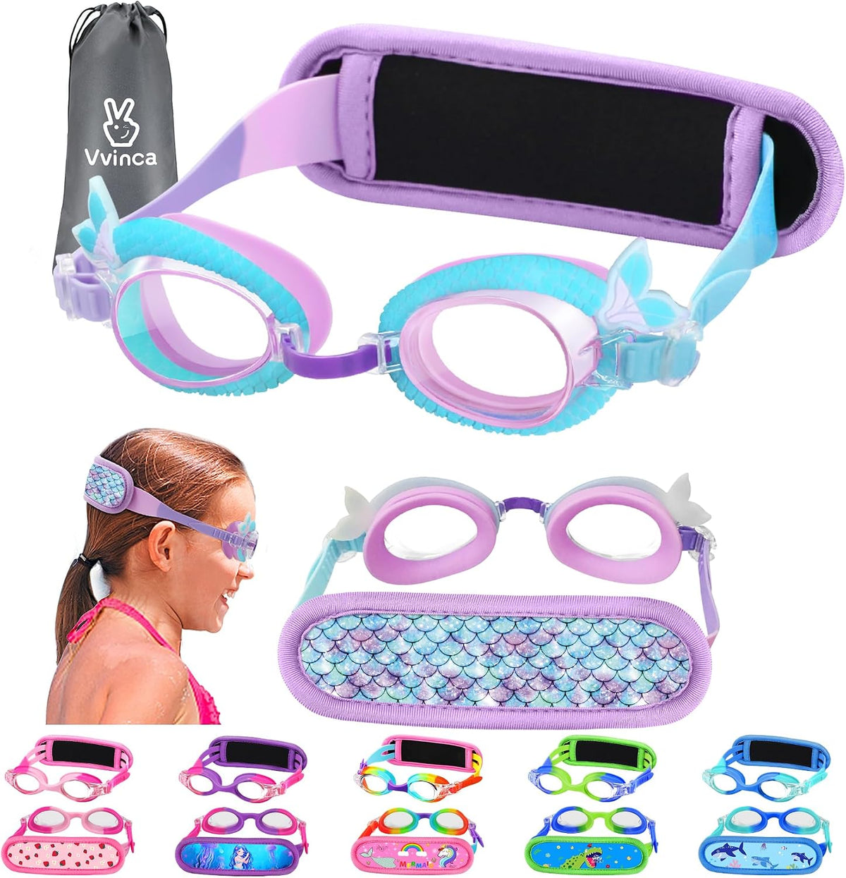 Toddler Character Goggles - 1 Pack — Mermaid Character Strap Mermaid-Scale Strap