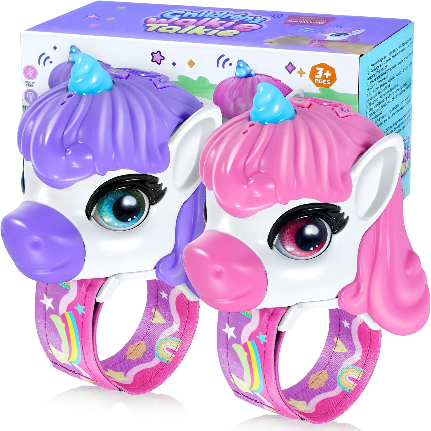 Kids Character Wristband Walkie Talkies - Unicorn / Pink+Purple