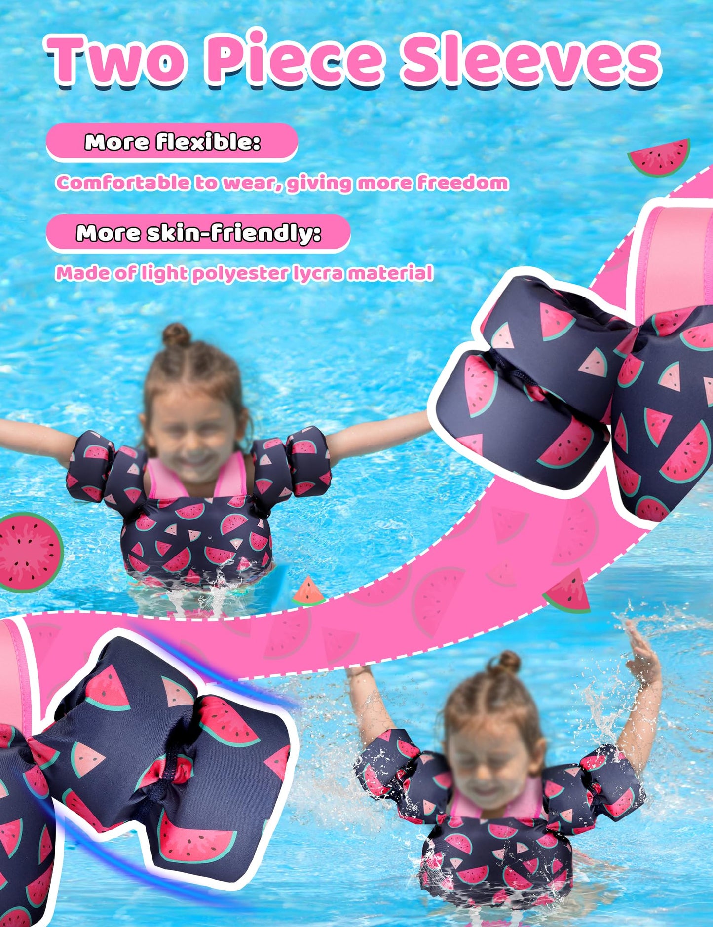 Vvinca Toddler Swim Vest for Kids 13-30lbs Boys Girls Puddle Kid Jumper Toddlers Pool Floaties Jacket with Adjustable Crotch Strap Sleeves Shoulder for 1 2 3 Years Old Baby Infant Learn to Swimming