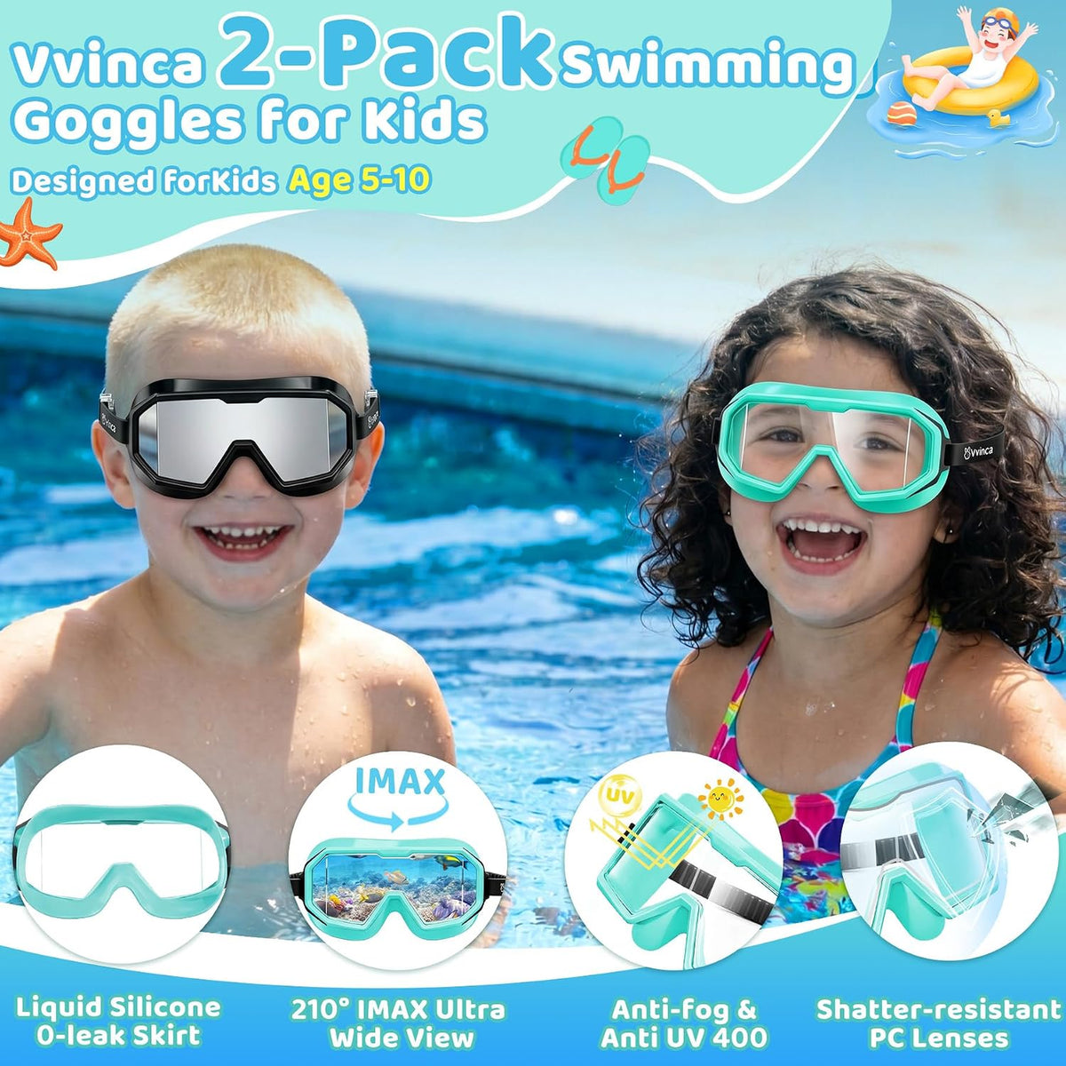 Kids Three-Window Wide-View Goggles — 2 Pack - detail image 1