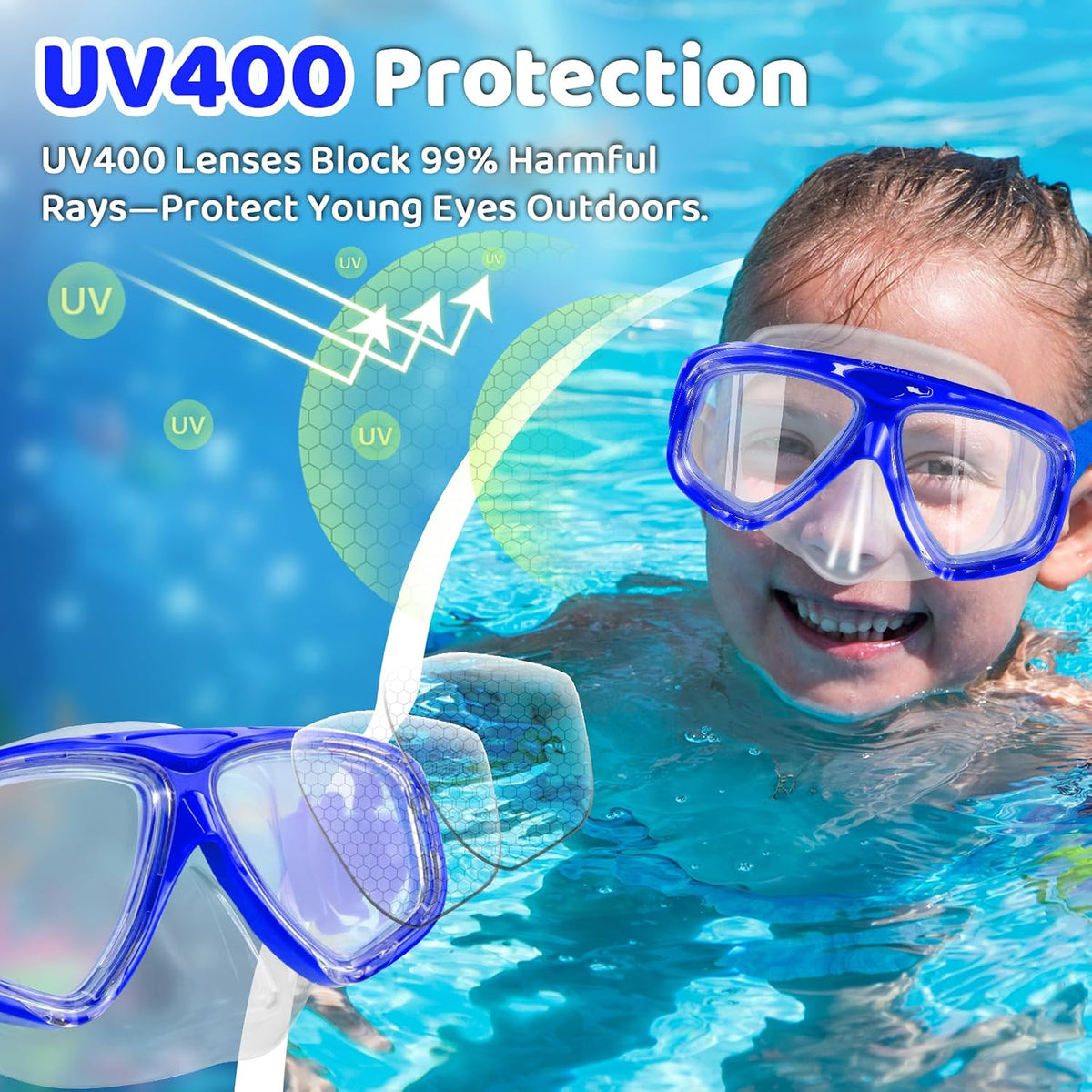 Kids Split-Lens Fabric-Strap Dive Mask - detail image 6