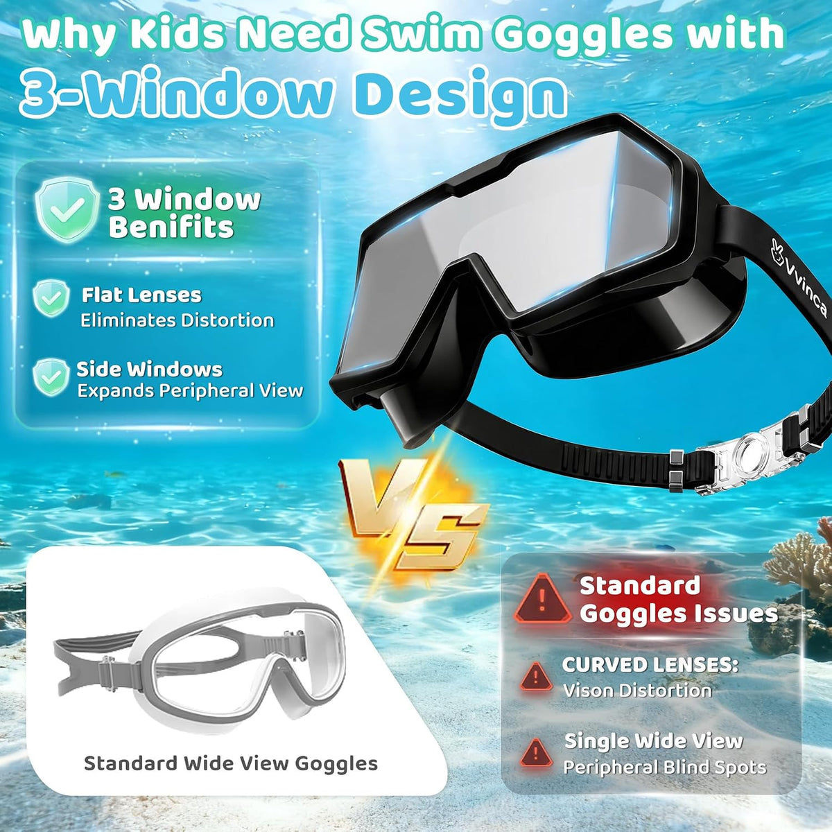Kids Three-Window Wide-View Goggles — 2 Pack - detail image 2
