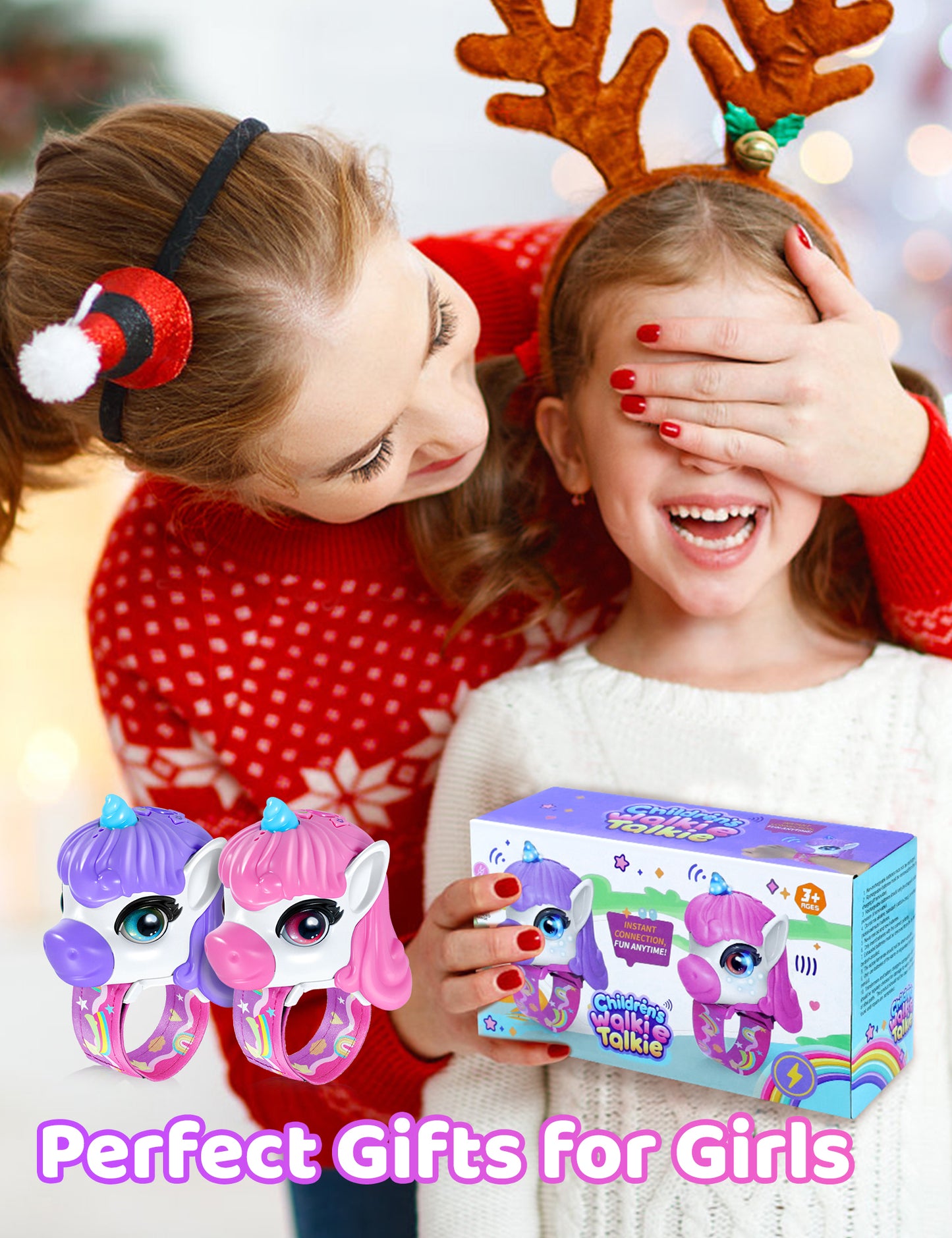 Vvinca Walkie Talkies for Kids 2 Pack, Unicorn Toys for Girls Age 3-4-5-6-7 Birthday Gift 8 9 10 11 12 Year Old Long Range Camping Outdoor Toddler Toy Walkie-Talkie