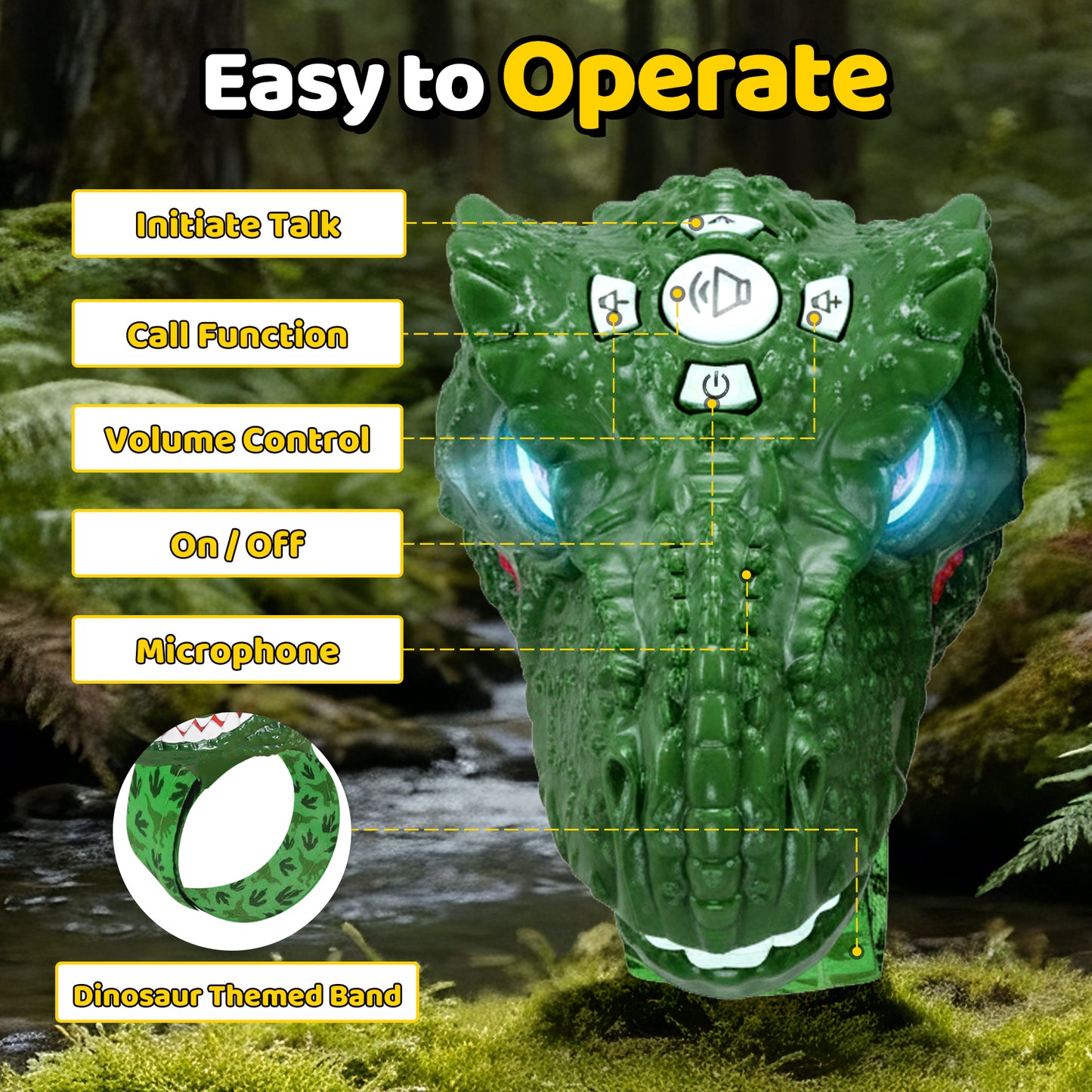 Vvinca Dinosaur Walkie Talkies for Kids 2 Pack - Toys for Boys Age 3-5 5-7 8-12 T-Rex Adjustable Wrist Strap Long Range Clear Sound Outdoor Camping Gears Christmas Birthday Gifts, Deep Green & Blue