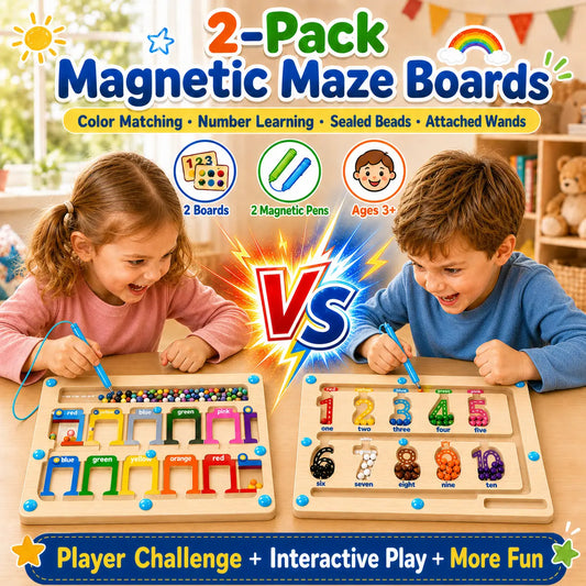 Wooden Magnetic Color & Number Maze — 2 Pack - image 1