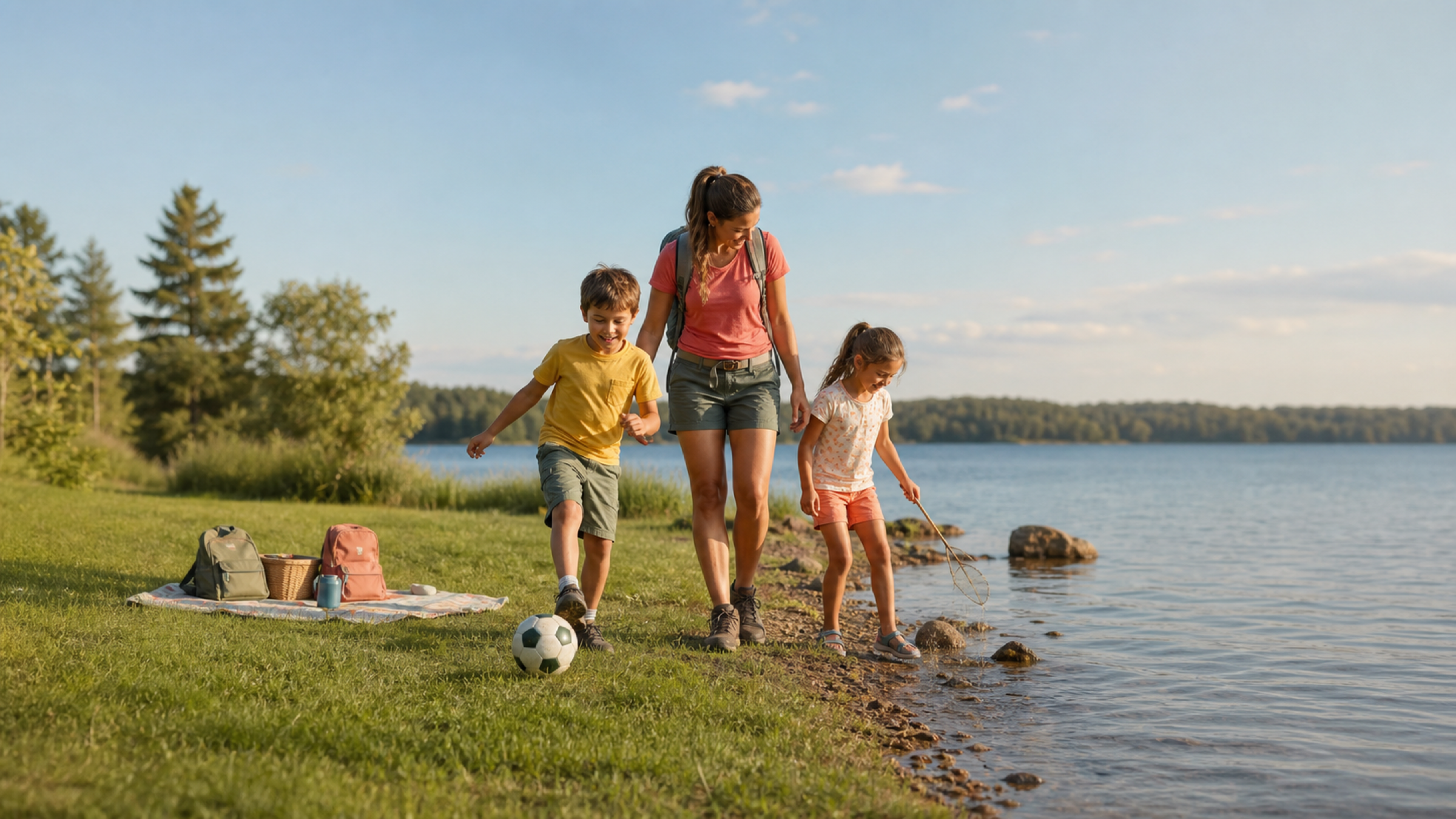 A family enjoying outdoor play together