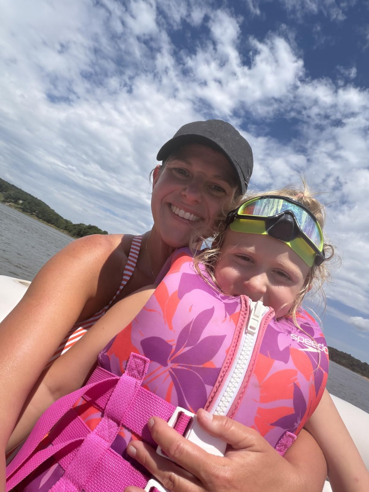 Parent and child on a lake day with Vvinca goggles